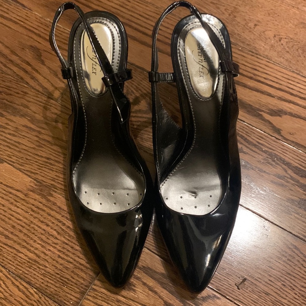 Alfani step n flex black patent slingback heels